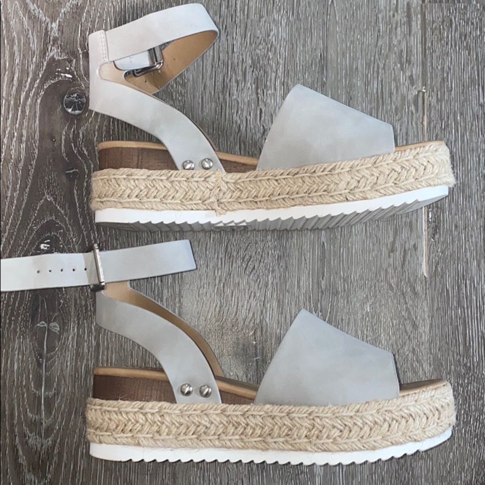 Gray Espadrille Sandals - Size 6.5